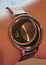 Shengke-relojes de cristal de lujo para mujer, reloj de pulsera de cuarzo de diseño Original, creativo, femenino