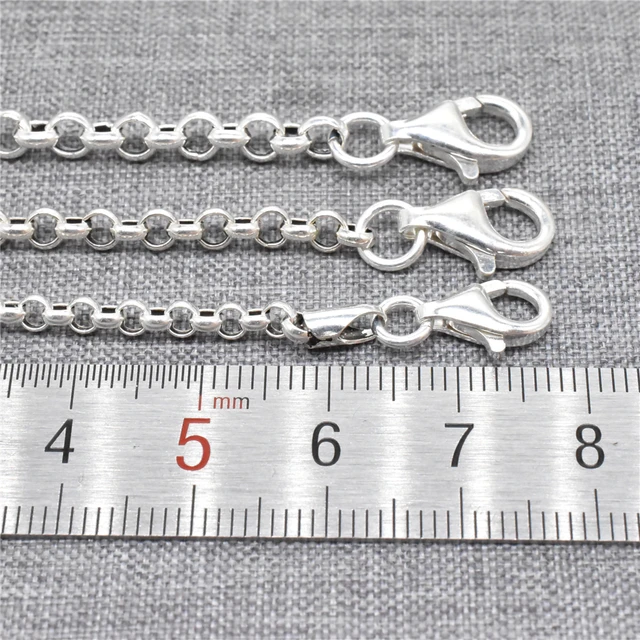 3mm Round Rolo Link Chain Bracelet Necklace Extender Real 925 Sterling  Silver