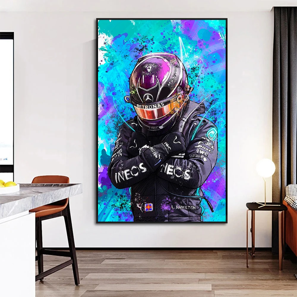 

Motorcycle Racer Portrait Graffiti Canvas Painting Abstract Poster Print Wall Art Picture Modern Home Bedroom Decor Frameless