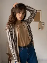 GIGOGOU solo Breasted V cuello mujeres botón árbol de Navidad negro suéter de punto Cardigan suelto de Jersey chaqueta abrigo