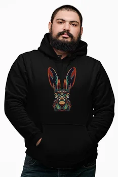 

Angemiel Wear Colorful Rabbit Black Male Hooded Sweatshirt