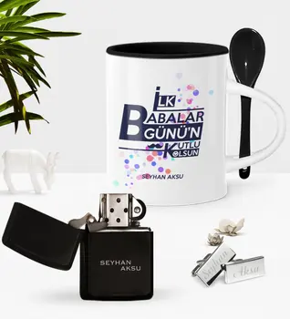 

Personalized First Parents Happy Spoon Cup Cigarette Lighter Cufflink Seti-2