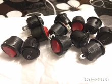 Rocker-Switches Round ON-OFF Black White Mini KCD1-105 6pcs 20mm-Diameter 2-Pin Red