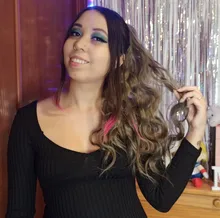 Coleta de colores degradados sintética para mujer, extensiones de cabello con Clip, estilo rizado ondulado, cola de poni, peinado azul y rosa