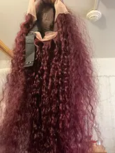 Wig Human-Hair-Wigs Curly Brazilian-Hair Lace-Front Deep-Wave Burgundy 99J Preplucked