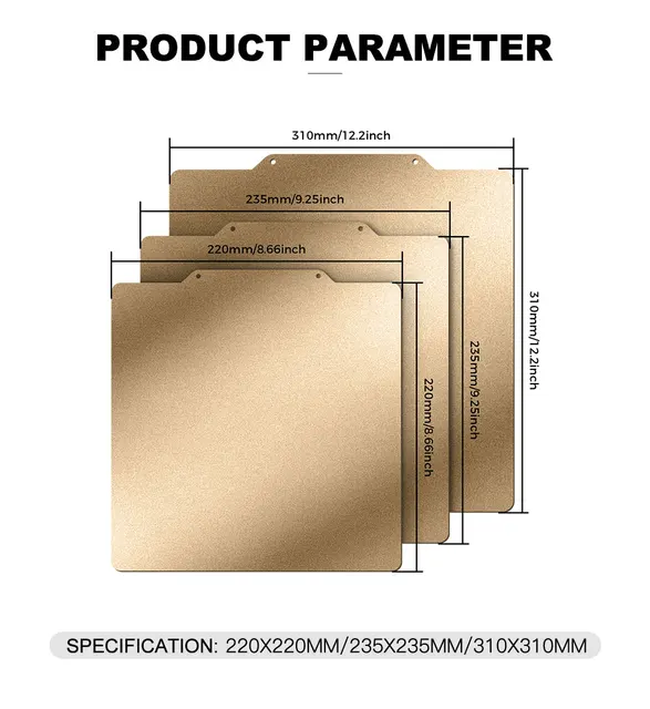 Vente Surface de construction PEI TWO TREES® 220 * 220 mm / 235 * 235 mm /  310 * 310 mm + plaque en acier à ressort - Banggood Français Mobile-arrival  notice