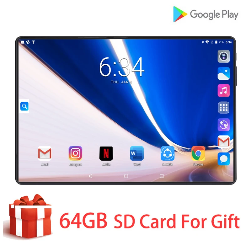 

Newest 10 Inch tablet Android 9.0 Octa Core 6GB RAM 128GB ROM 3G 4G FDD LTE Wifi GPS Phone call Glass Screen Tablet pc Gifts