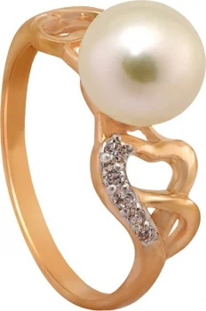 

Примаэксклюзив ring with pearls and cubic zirconia in red gold
