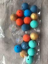 LOFCA-Lote de cuentas sueltas de silicona para dentición, 15mm, 20 unidades por lote, cuentas de dentición redondas para bebé, masticables DIY, dentición de colores para bebé