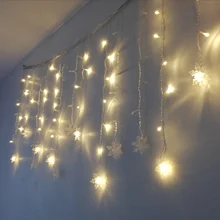 Led-String-Lights Christmas-Snowflakes Holiday Party Waterproof Connectable Wave