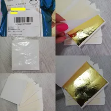 Aomily-Hojas doradas para decoración, láminas de 9x9cm, papel dorado para muebles, decoración de pared, manualidades, color dorado puro brillante, 100 hojas