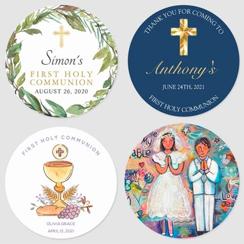 

Customized communion Stickers Invitation Seals personalized label Name Date birthday party Favors Gift Box decoration DIY