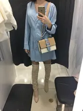 Mini Dress Short V-Neck A-Line Long-Sleeve Office Casual-Button Sexy Elegant Women Solid