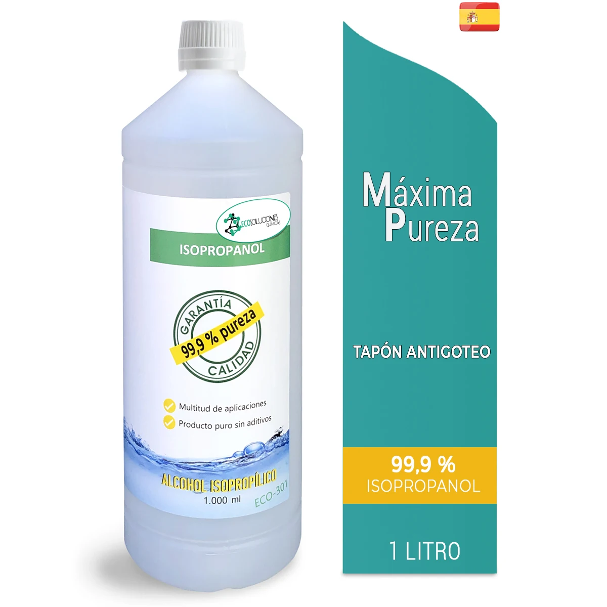 Alcohol Isopropílico 99,9% puro| 1L |Limpieza componentes electrónicos.Desinfección y Limpieza Superficies. Alcohol Isopropílico