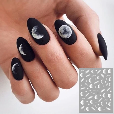 Серия HANYI HANYI-174 WHTIE MOON DESIGNS COOL стикеры 3d на ногти nail art декоративные наклейки для