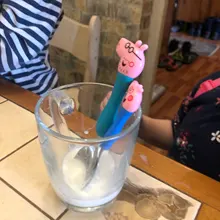 Peppa Pig-cubiertos de acero inoxidable para niños, modelos de figuras de la familia George Pig, vajilla, regalo de cumpleaños