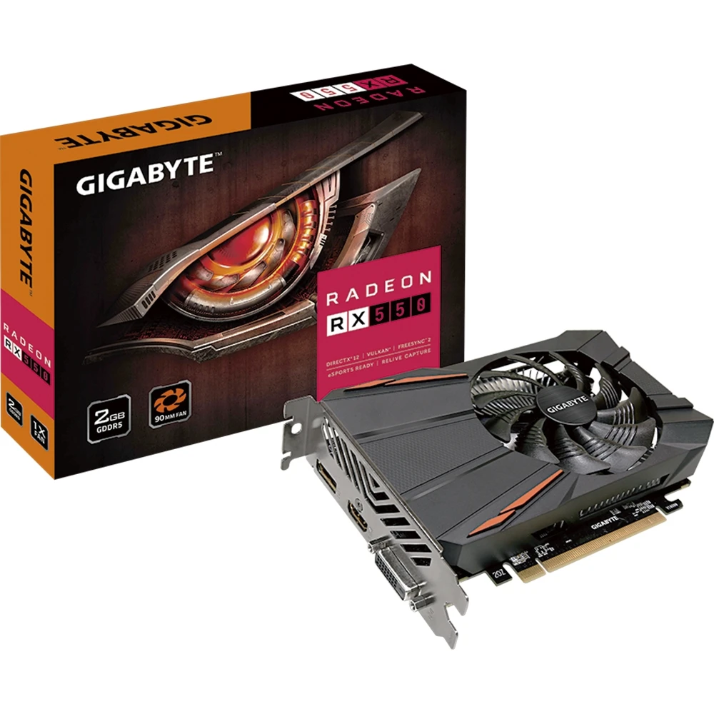 Видеокарта Gigabyte AMD Radeon RX 550 1195MHz 2048MB 7000MHz 128 bit RTL [GV RX550D5 2GD]|Графические карты| |