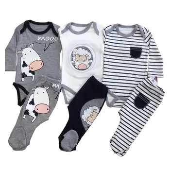 

Lamb and Cow 3 Pieces Baby Combed Cotton Suit
