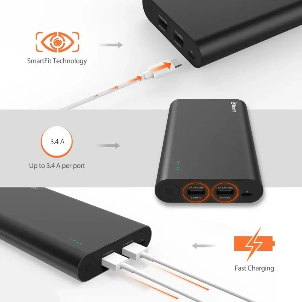 Chargeur portable 20100 mAh Jackery, Power Bank cell phone fast charge, works with IOS, gaming device, Android Chargeur portable 20100 mAh Jackery, Power Bank cell phone fast charge, works with IOS, gaming device, Android