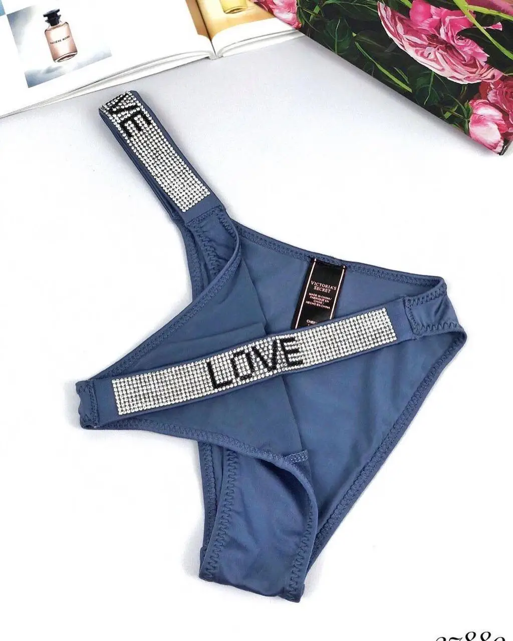 Трусики Victoria's Secret LOVE Shine Strap Brazilian Panty Синие M 42-44 | Женская одежда