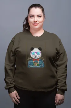 

Angemiel Wear Glasses Photo Machine Holidaymaker Panda Green Women Sweatshirts