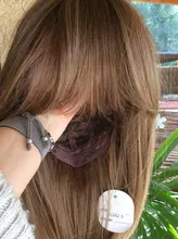 Peluca de cabello sintético con flequillo para mujer, longitud media, color marrón a rubio, resistente al calor, para Cosplay