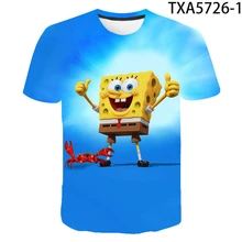 

Sponge anime 3D printed round neck loose T-shirt