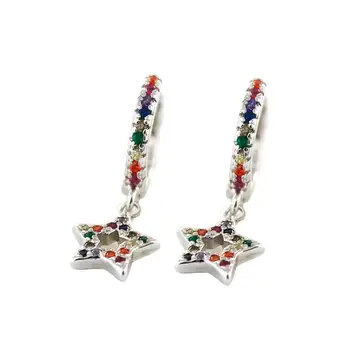 

Earrings Hoops Criollas with Pendant Stars Multicolored