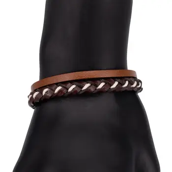 

Leather bracelet (genuine leather, magnetic lock, Brown) 54899