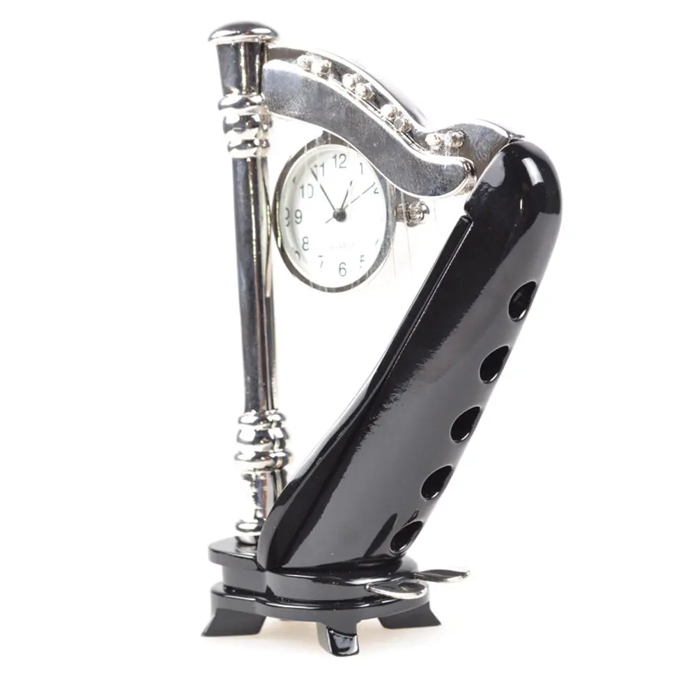 

Nectar Harp Shaped Desktop Clock, Decorative Table Clock, Zinc, 10 cm, Office Decoration, desktop Accessories, Gift, White Dial