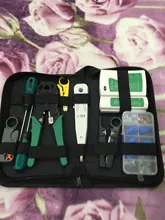 Herramientas de reparación para medidor LAN, juego portátil de instrumentos RJ45 para red local, kit de alicates, abrazadera, probador, cables, tenazas de crimpado y prensado, 14 unidades por set