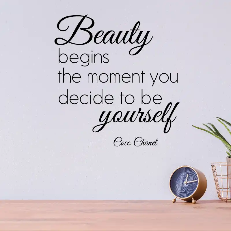Coco Chanel Citation Decalcomanie Decoration Murale La Beaute Commence Des Que Vous Decidez D Etre Vous Meme Chanel Lettrage Mur Vinyle Autocollant Chambre Aliexpress