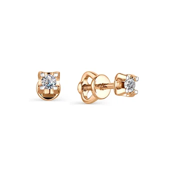 

Gold pusety silver 585 with stones: Diamond, womens stud earrings, fashion jewelry, female.