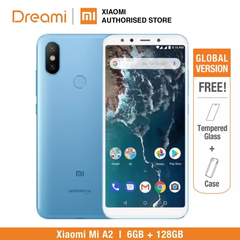 Глобальная версия Xiaomi Mi A2 128 GB Встроенная память 6 ГБ Оперативная память - Цвет: Blue 128GB