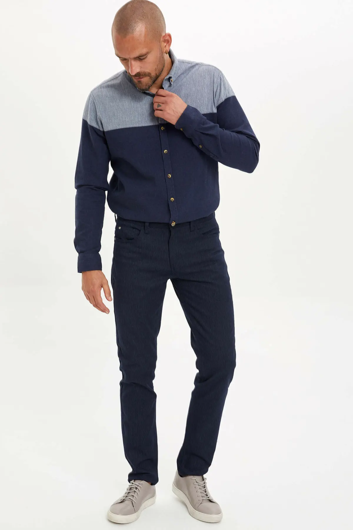 Дефакто Мужская Shirt-L0693AZ19WN с длинным рукавом