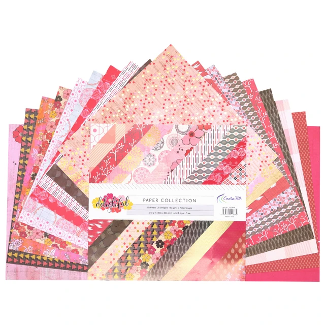 24 Patterned Papers for Crafts 12 inchx 12 inch, DIY Photo Frame Background Decorative Page Single-Sided Patterned Paper Pack for Cardmaking Photo