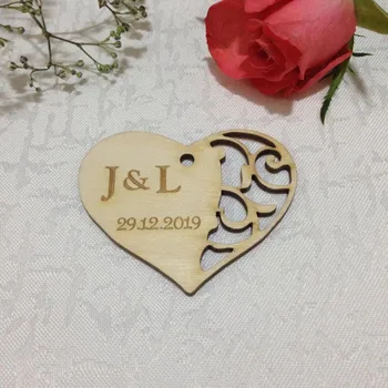 

Save the Date Magnet Names Initials Heart Wedding Favors Invitation Personalised Wooden Heart Laser Cut Wood Thank You Tag