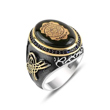 

Mans 925 Silver Amber Star Of David Ring, Handmade 925 Silver Ring, Silver Handmade Ring for Man