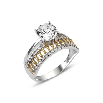 

Silver 925 Sterling Zircon Half Round Engagement Ring