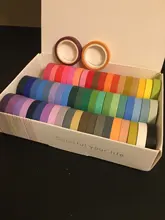 Conjunto de cintas Washi básicas, listones de colores sólidos arcoiris, autoadhesivos, para decoración y recortes, articulo de papelería para diario, 60 unidades por paquete