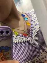 Collares de cadena de acero inoxidable para mujer y niña, collar con abalorio de oso de dibujos animados de Judy de color caramelo, joyería diaria, regalos de fiesta