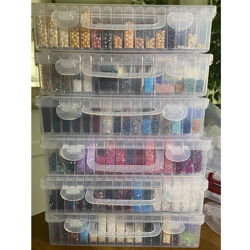 64 Grids Diamond Painting Boxes, TSV Clear Plastic Organizer Box, 5D  Diamond Embroidery Accessories Storage Container with Adjustable Dividers  for Art Craft, Nail Diamonds, Bead Storage 