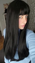 GEMMA Cosplay largo negro recto pelucas sintéticas con flequillo para las mujeres de África americano Lolita de diario fiesta resistente al calor de fibra