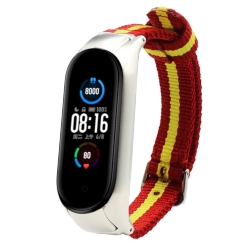 Bracciale In Nylon Per Xiaomi Mi Band 6 / Mi Band 5 Colori Spagna Double Band Anti-Lost-Rojigualda