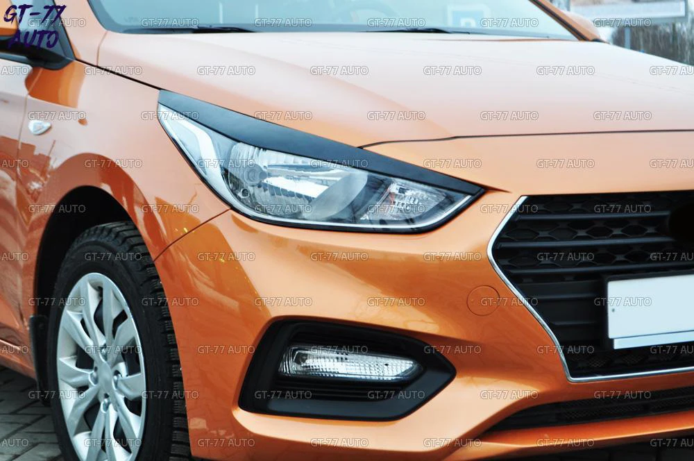 Накладки для бровей на фары для Hyundai Solaris-Модель B широкие реснички 1 комплект/2 шт Материал ABS пластик Стайлинг tuni