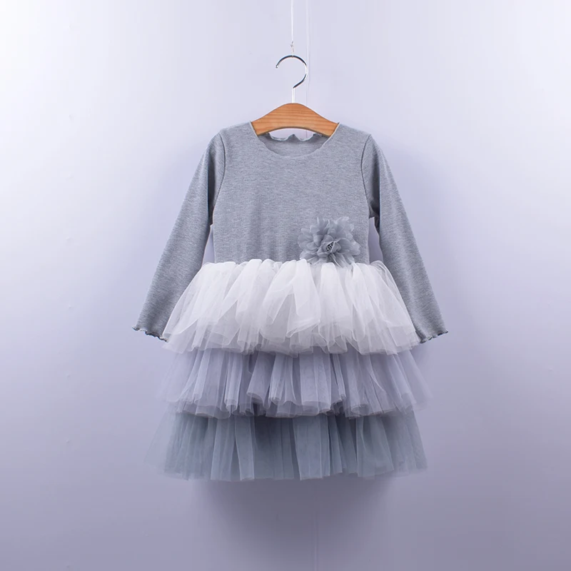 Модное платье-пачка для девочек осенний детский праздничный костюм с цветочным рисунком и длинными рукавами Пышное Платье для сцены и свадьбы для детей от 3 до 10 лет