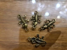 20 piezas de dijes Gecko Lizard 25x15mm tibetano bronce plata Color colgantes joyería antigua fabricación artesanal DIY