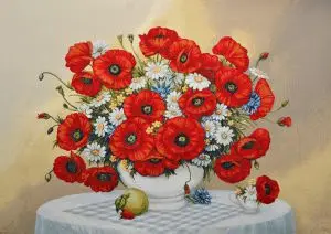 

Coupon tapestry "vase with poppies and chamomile" (100x70)
