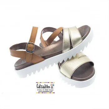 

Sandals leather leather and platinum with platform, Andanines