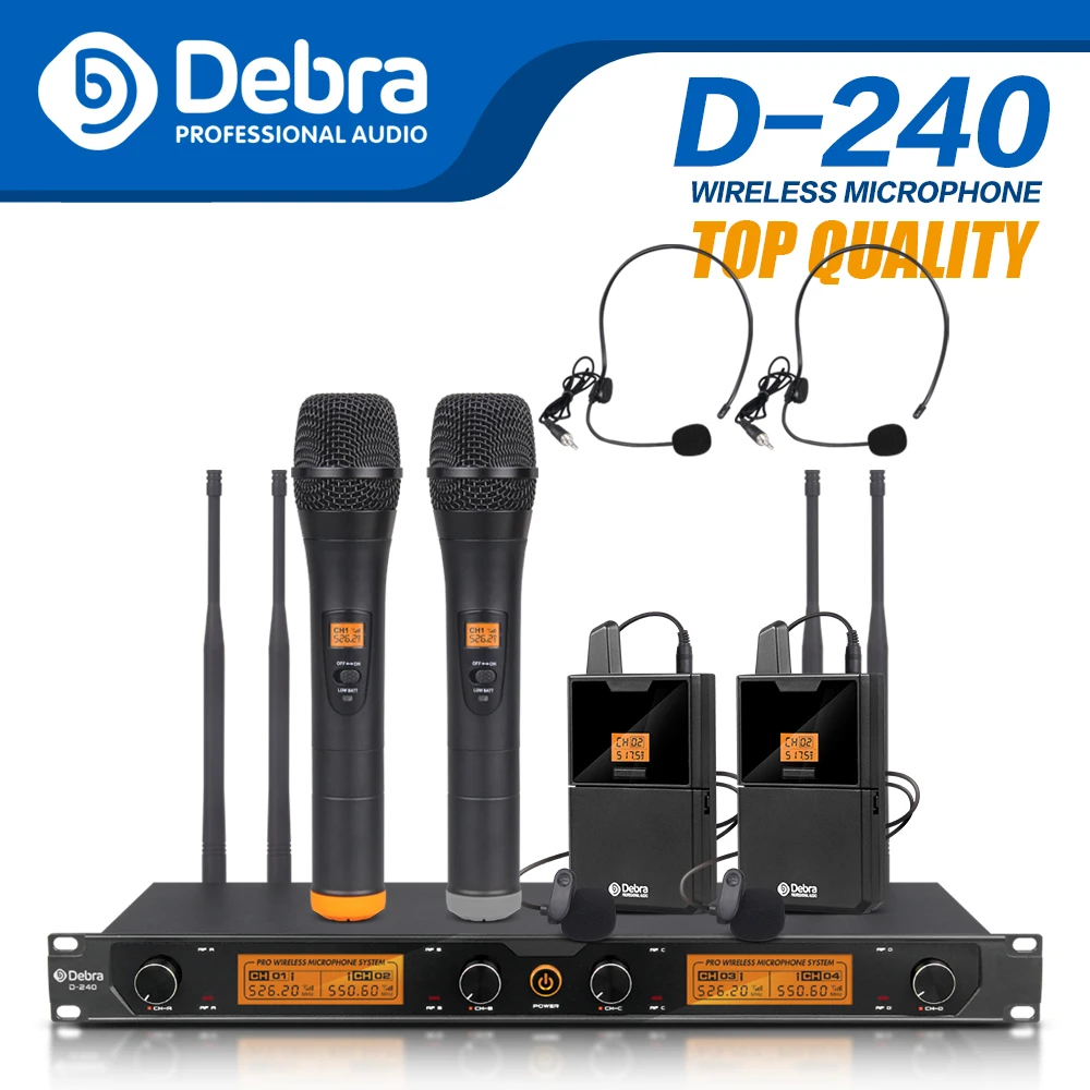 Высокое качество! Цельнометаллическая аудиосистема Debra 4 канала ручные UHF